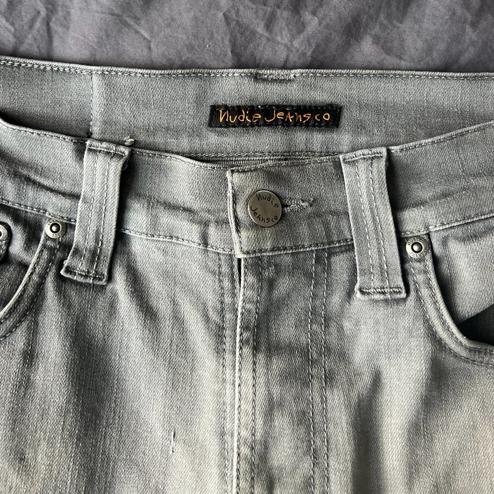 Nudie Jeans Lean Dean Slim Fit Raw 32 x 32 Dry Granite (Light Gray) Men's